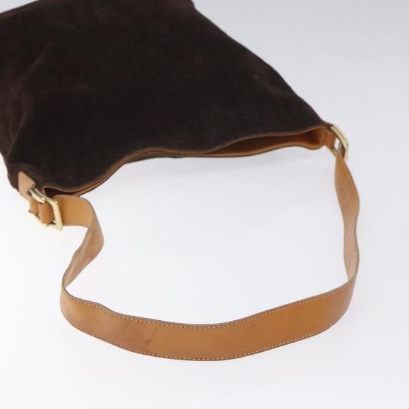 CELINE C Macadam Canvas Shoulder Bag Suede Leather Beige Brown gold Auth hk2165 - Picture 7 of 16